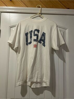 Altar'd State White USA Graphic Tee with Navy and Red Accents